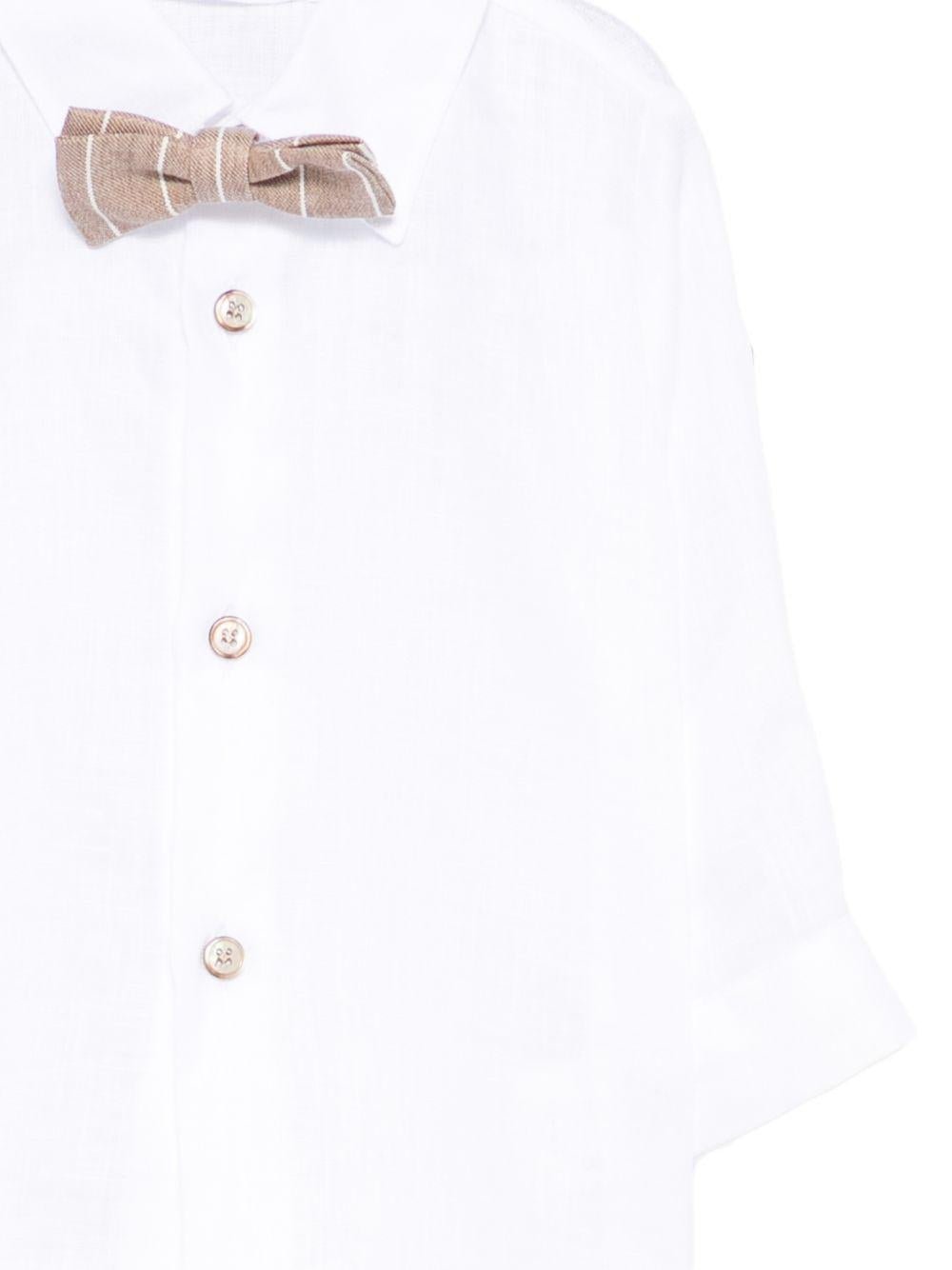 Set camicia con salopette per neonato Colorichiari beige a righe (3 pezzi) - Rubino Kids