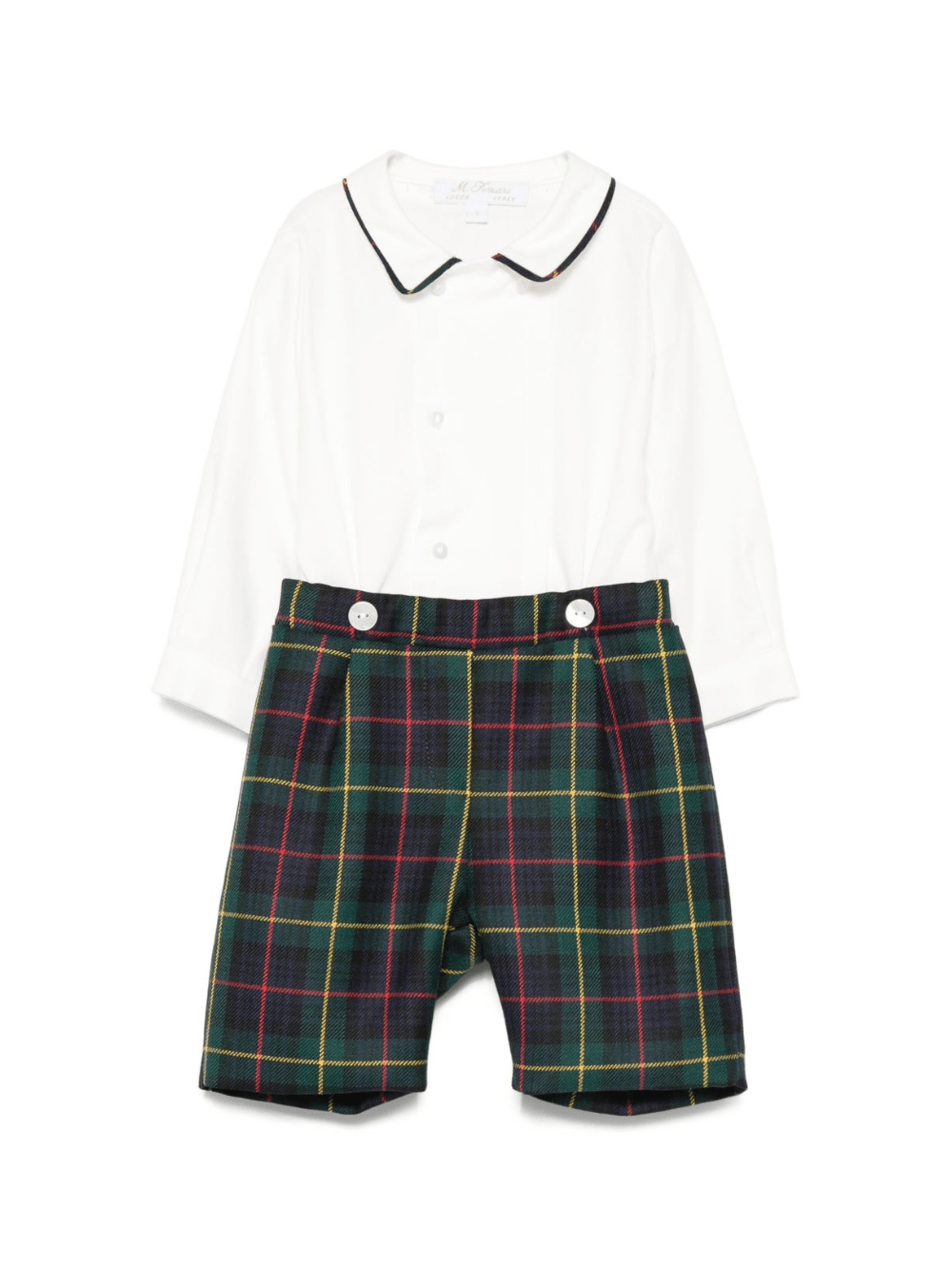 Set camicia con shorts per neonato Mariella Ferrari verde a quadri - Rubino Kids