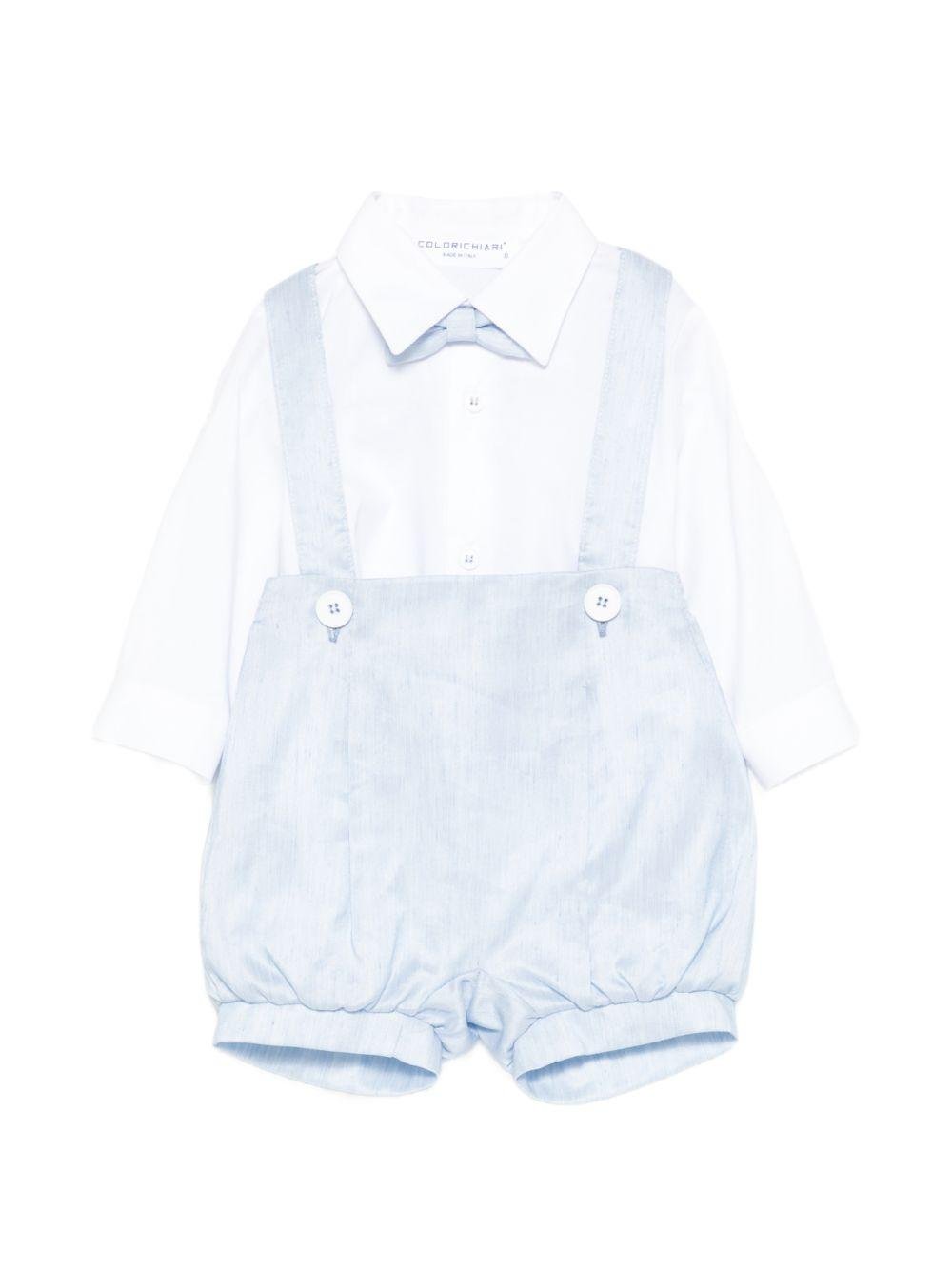 Set camicia e salopette per neonato Colorichiari azzurro con bretelle - Rubino Kids
