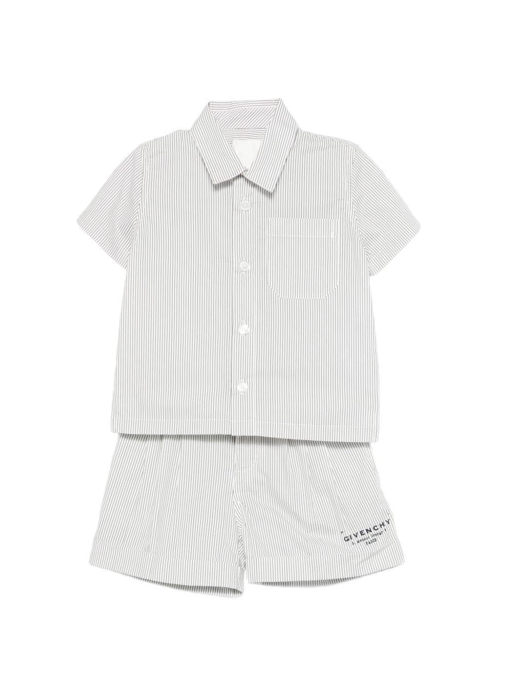 Set camicia e shorts per neonato Givenchy Kids bianco con design a righe - Rubino Kids