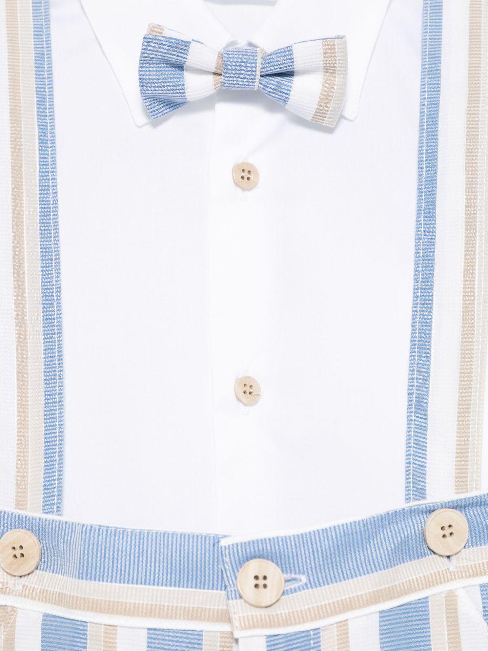 Set cardigan, camicia e shorts per neonato Colorichiari azzurro e beige a righe - Rubino Kids