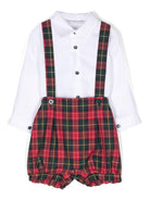Set con shorts a quadri per neonato Colorichiari verde con dettaglio tasca finta - Rubino Kids