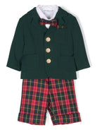 Set con shorts a quadri per neonato Colorichiari verde con dettaglio tasca finta - Rubino Kids