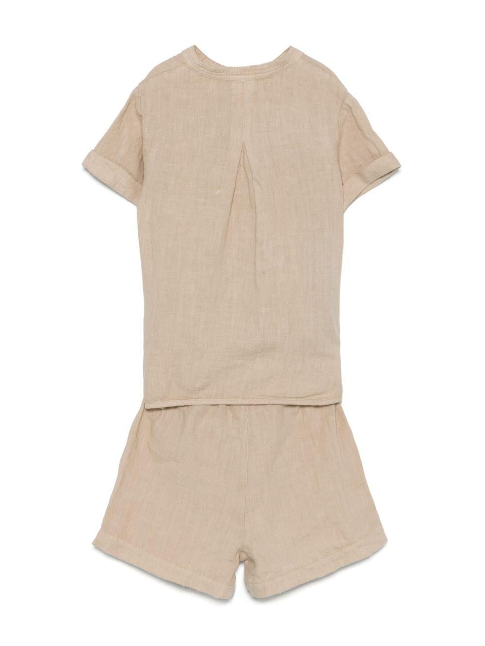 Set con shorts per neonato Il Gufo beige in lino - Rubino Kids