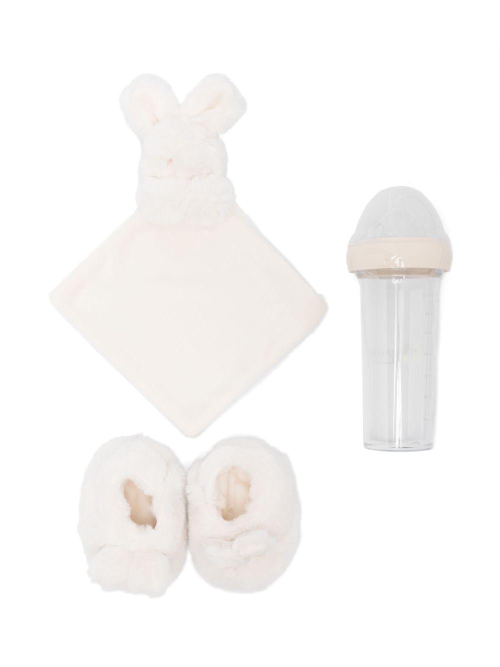 Set coperta doudou biberon e scarpine per neonati Bonpoint bianco con design in finto shearling - Rubino Kids