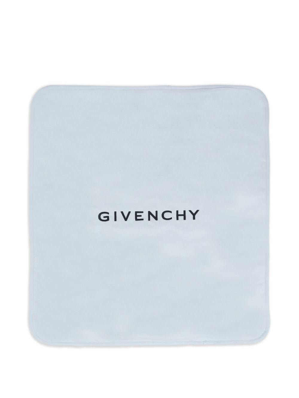 Set coperta e cappellino per neonato Givenchy Kids azzurro con stampa del logo - Rubino Kids