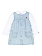 Set di abiti con stampa logo per neonata Tommy Hilfiger Junior azzurro con scollo rotondo - Rubino Kids