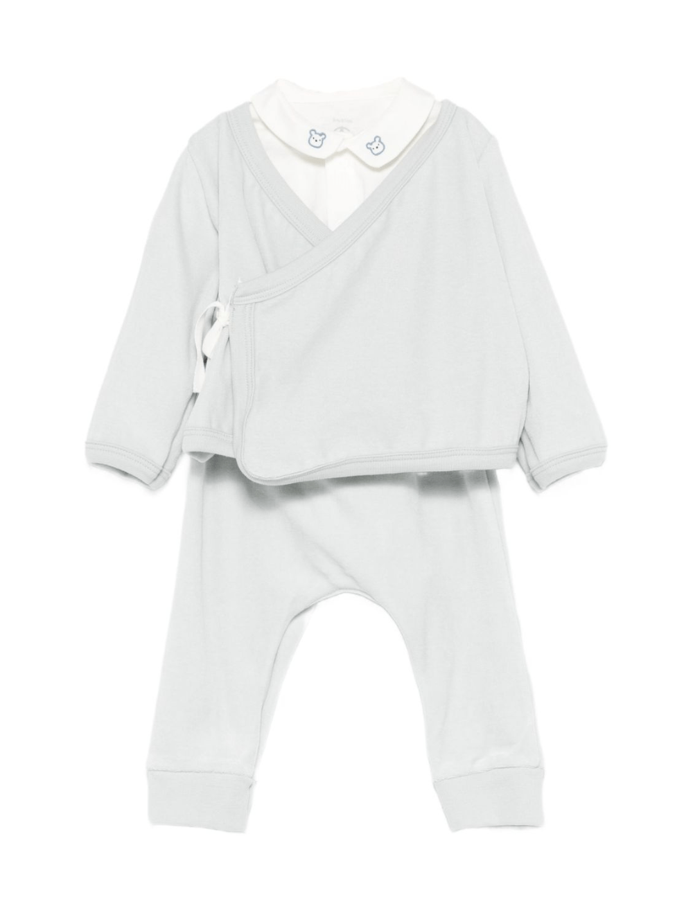 Set di camicia maglione e pantaloni per neonato Petit Bateau azzurro con dettagli ricamati - Rubino Kids