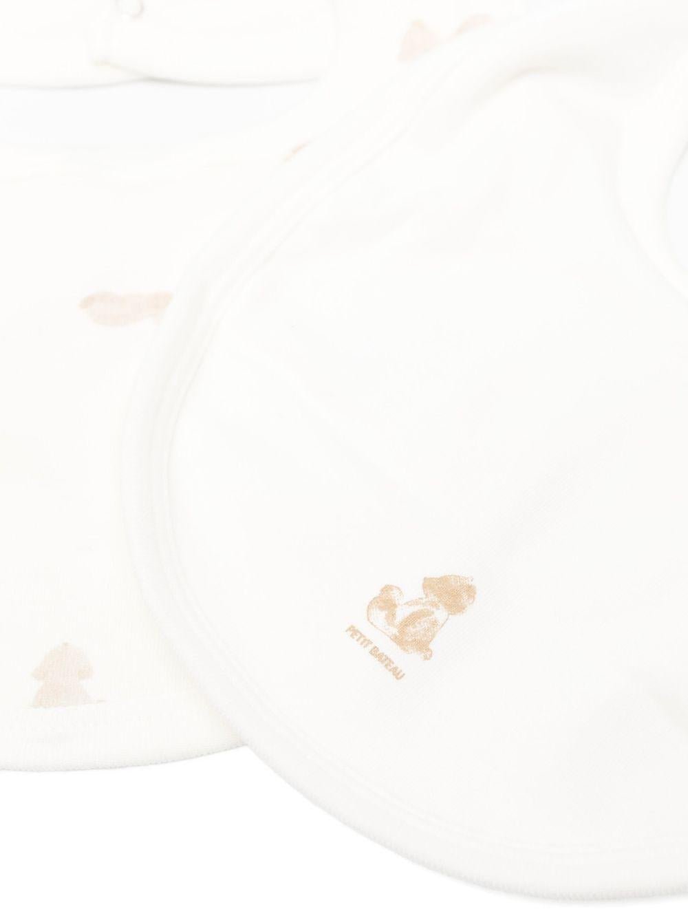 Set di due bavaglini per neonati Petit Bateau bianco con stampa cagnolini - Rubino Kids