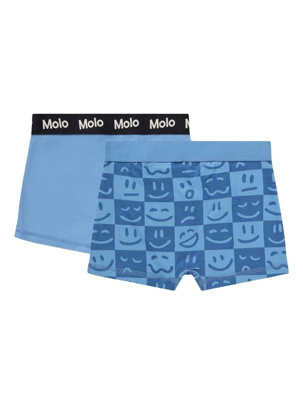Set di due Boxer Justin per bambino Molo blu con stampa smiley - Rubino Kids