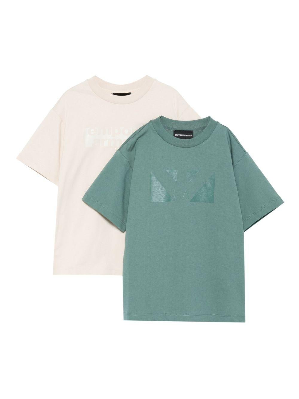Set di due t-shirt per bambino Emporio Armani Kids multicolore con logo aquila - Rubino Kids
