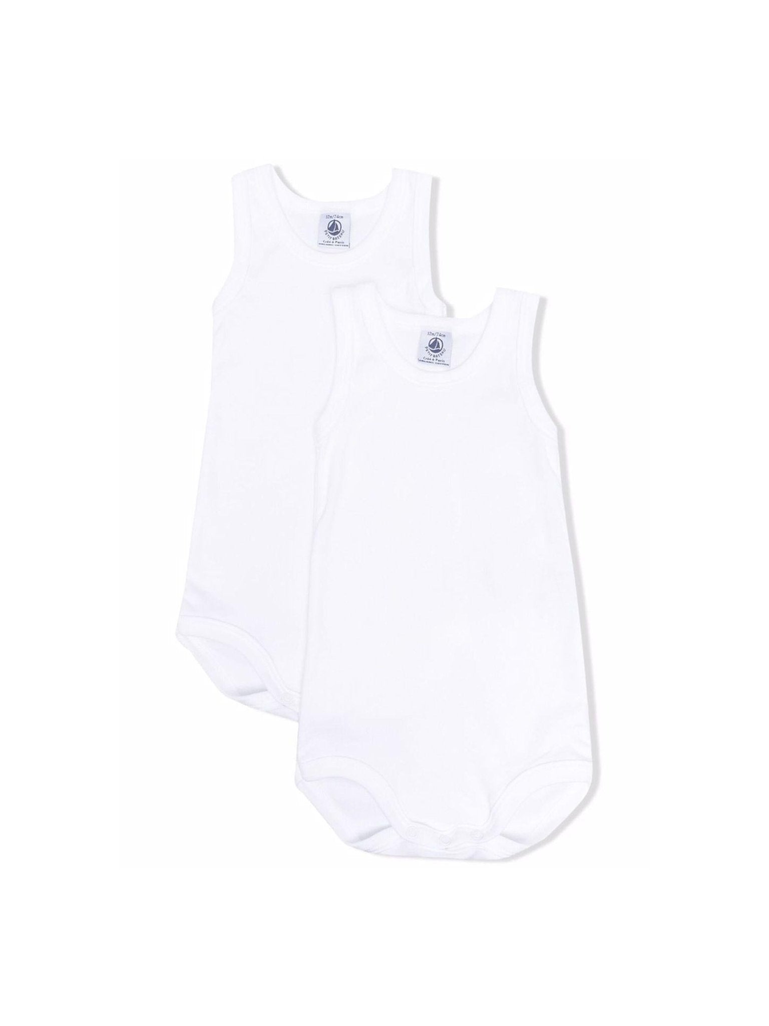 Set di due tutine per neonati Petit Bateau bianche con scollo rotondo - Rubino Kids