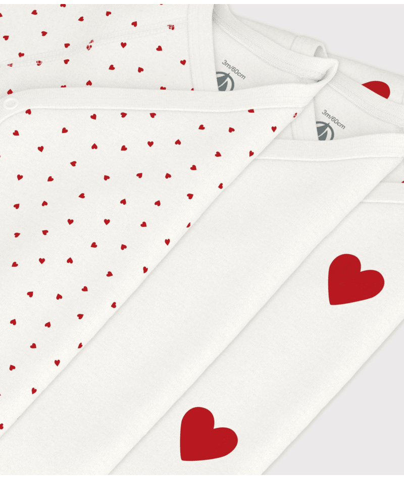 Set di tre body per neonati Petit Bateau bianco con maniche corte - Rubino Kids