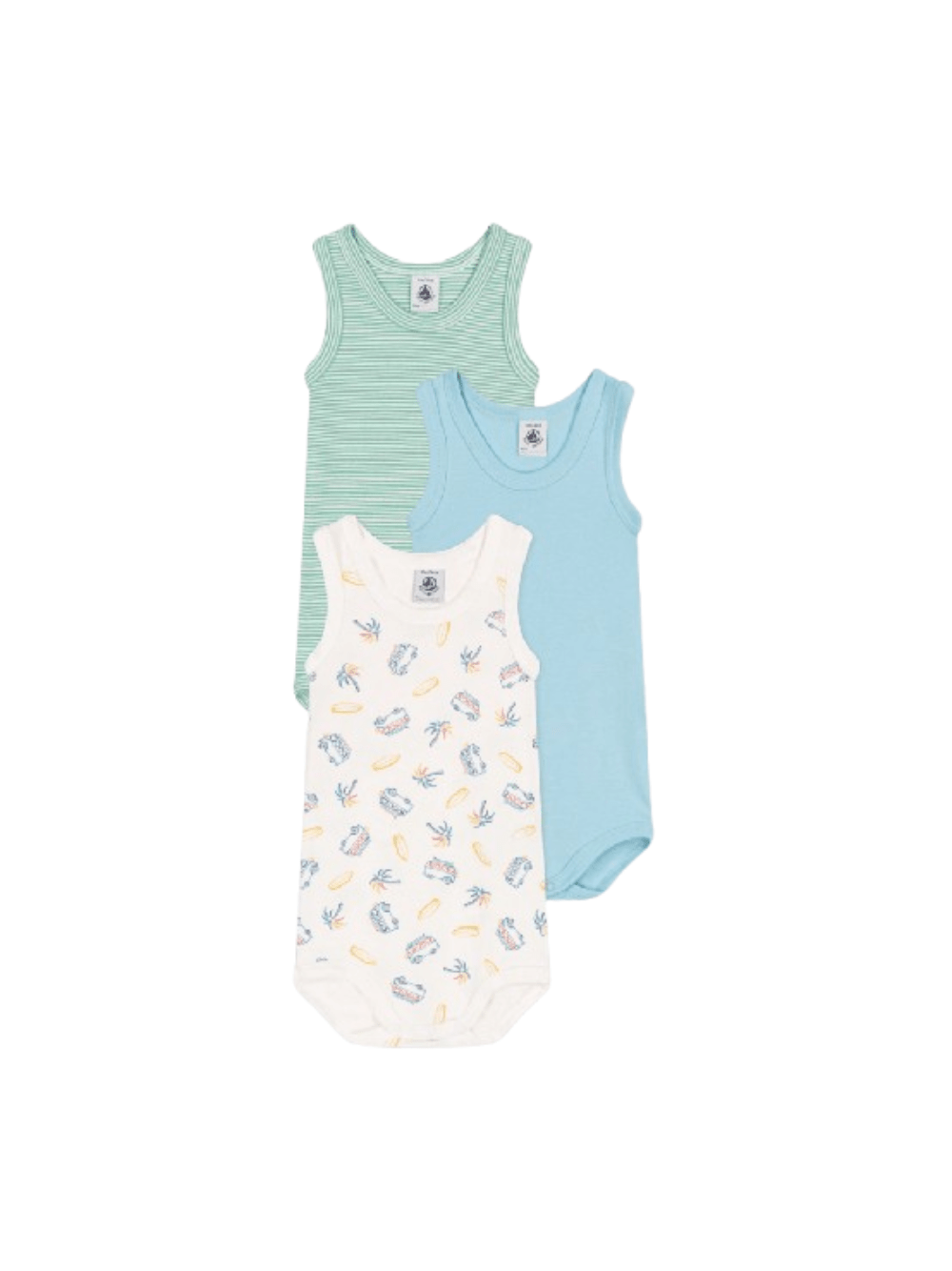 Set di tre body per neonati Petit Bateau multicolore senza maniche - Rubino Kids