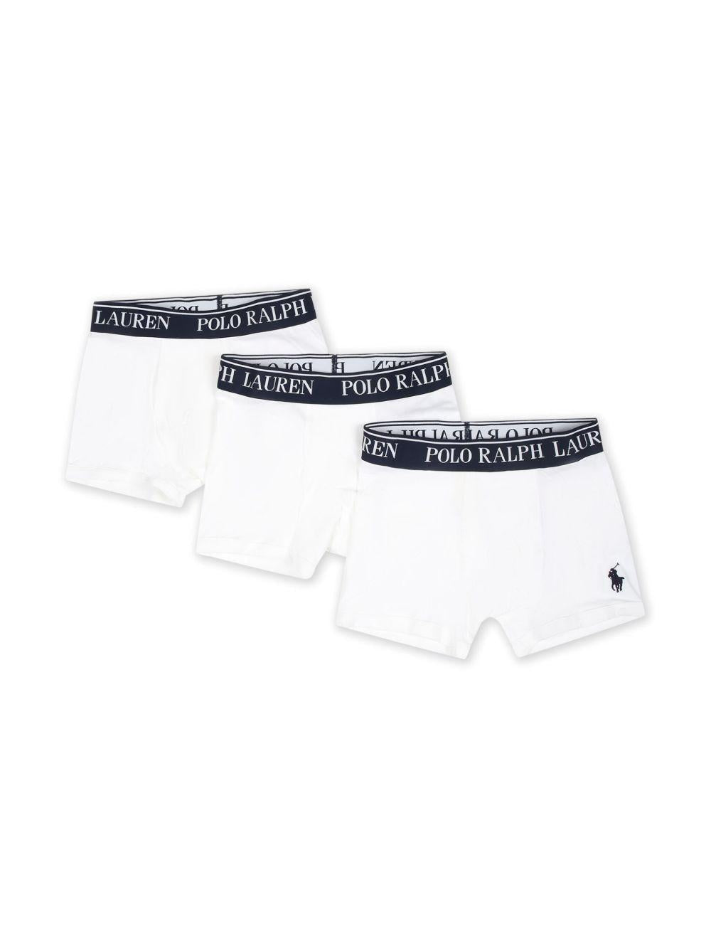 Set di tre boxer Polo Ralph Lauren Kids bianco con caratteristico motivo Polo Pony - Rubino Kids