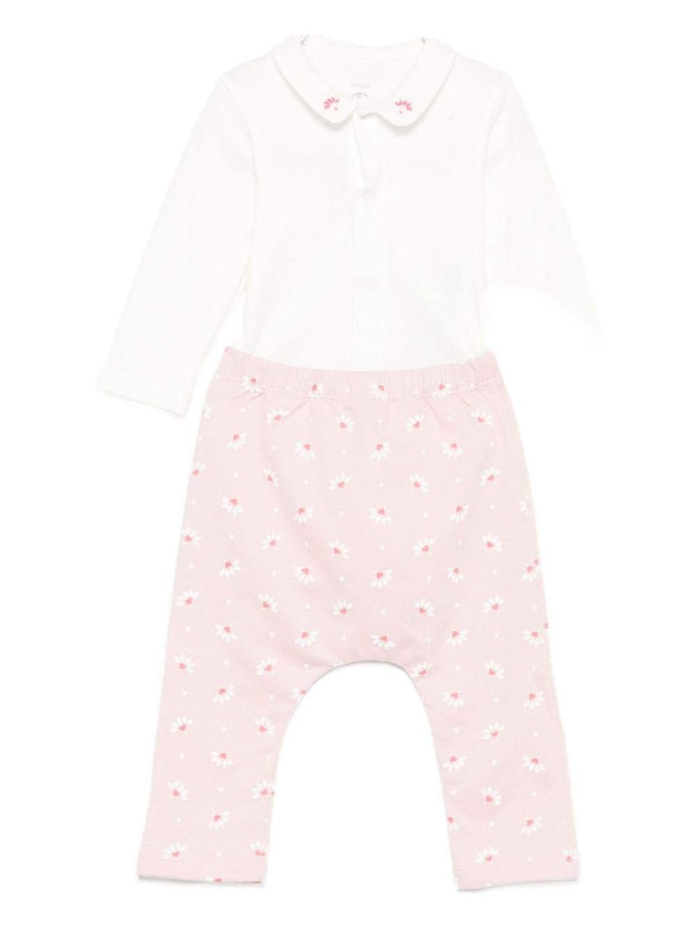 Set di tre per neonata Petit Bateau rosa con stampa floreale - Rubino Kids
