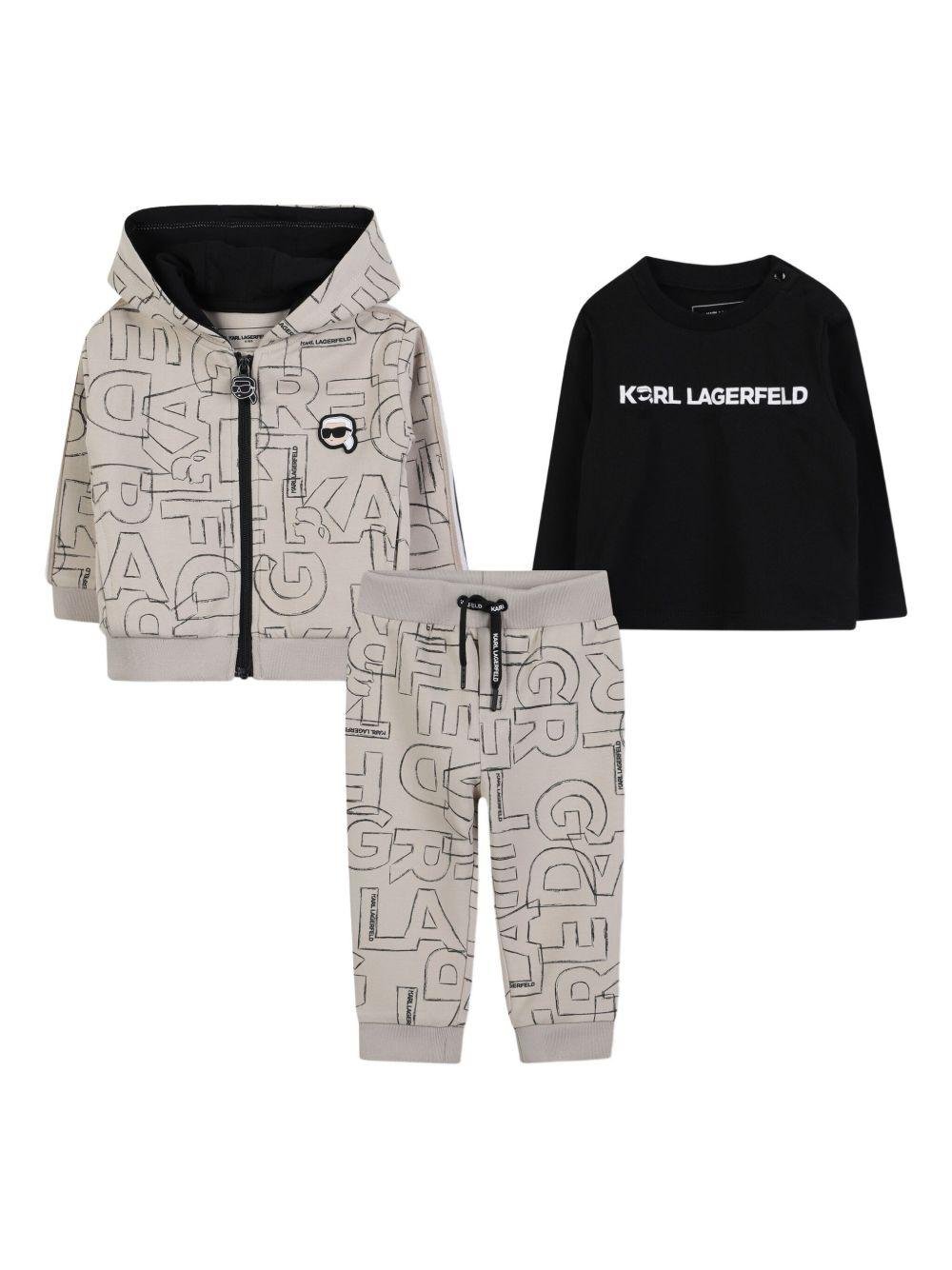 Set di tre pezzi tuta sportiva per neonato Karl Lagerfeld Kids multicolore con stampa grafica - Rubino Kids