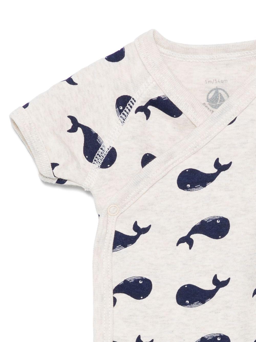 Set di tre tutine per neonati Petit Bateau multicolore con design balene - Rubino Kids