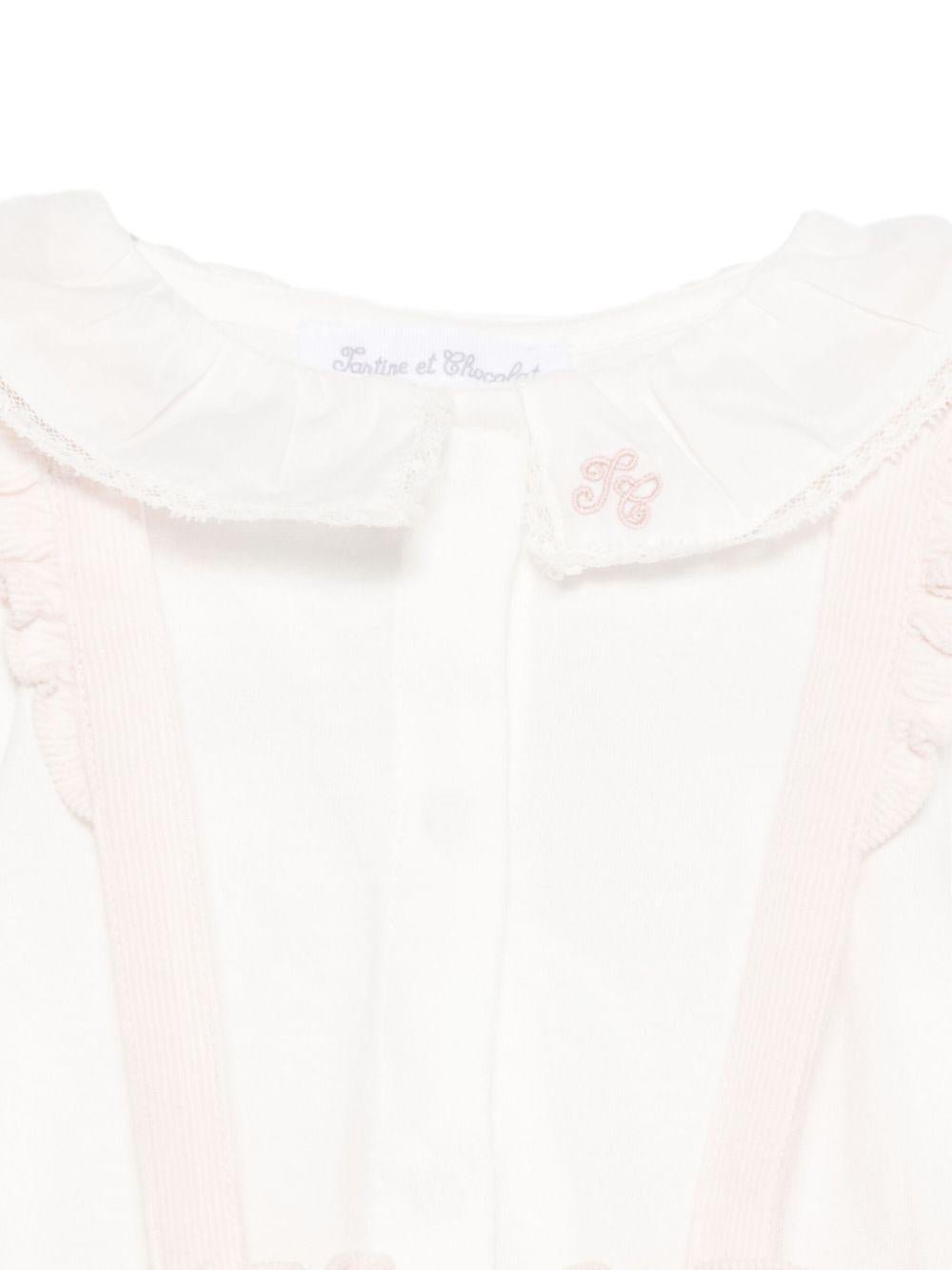 Set due pezzi per t-shirt e shorts per neonata Tartine Et Chocolat rosa con colletto alla Peter Pan - Rubino Kids