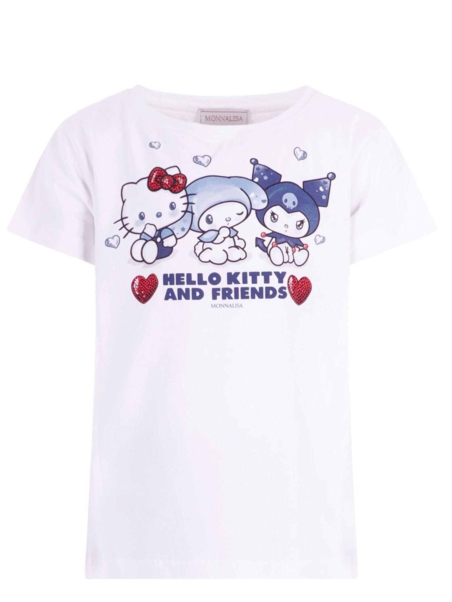 Set due pezzi top e pantaloni per bambina Monnalisa con stampa grafica sul davanti - Rubino Kids