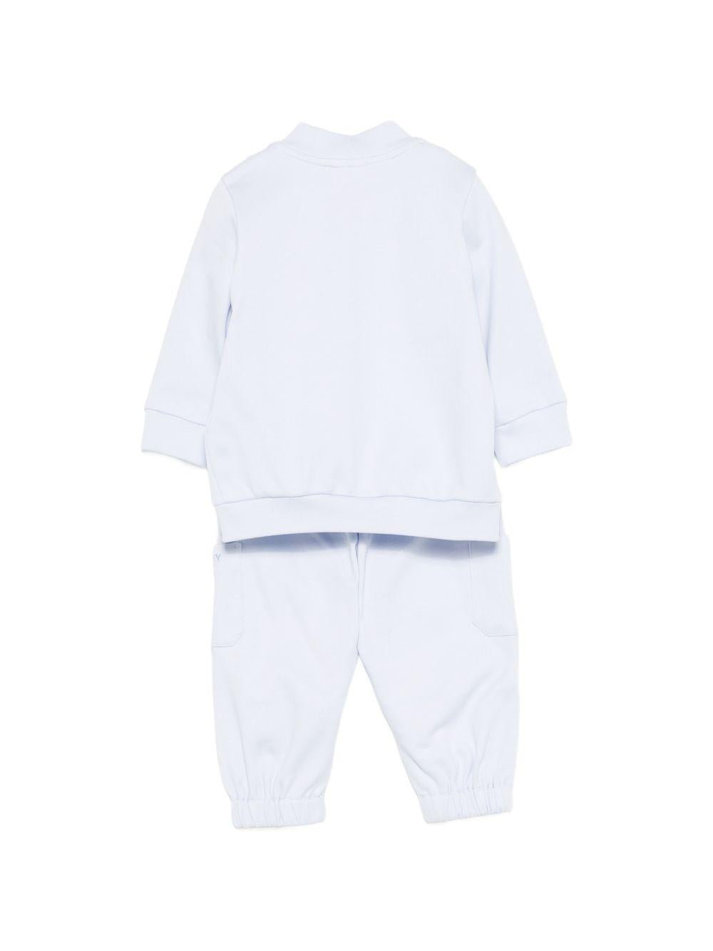 Set giacca, t-shirt e pantaloni per neonato Givenchy Kids azzurro con logo ricamato - Rubino Kids