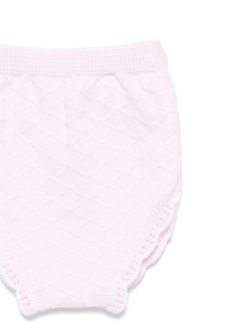 Set in maglia con shorts per neonata Paz Rodriguez rosa con dettagli in pizzo - Rubino Kids