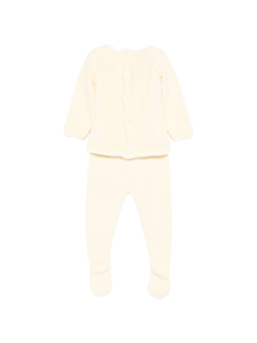 Set maglia con pantaloni per neonata Paz Rodriguez giallo con lavorazione in maglia a coste - Rubino Kids
