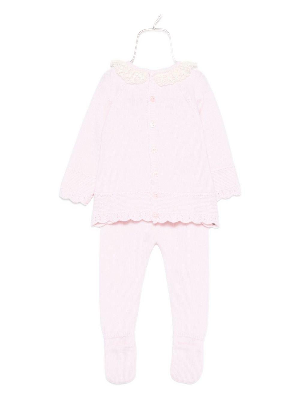 Set maglia e pantaloni per neonata Paz Rodríguez rosa con maglia in pizzo - Rubino Kids