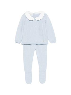 Set maglia e pantaloni per neonato Paz Rodríguez azzurro con colletto alla Peter Pan