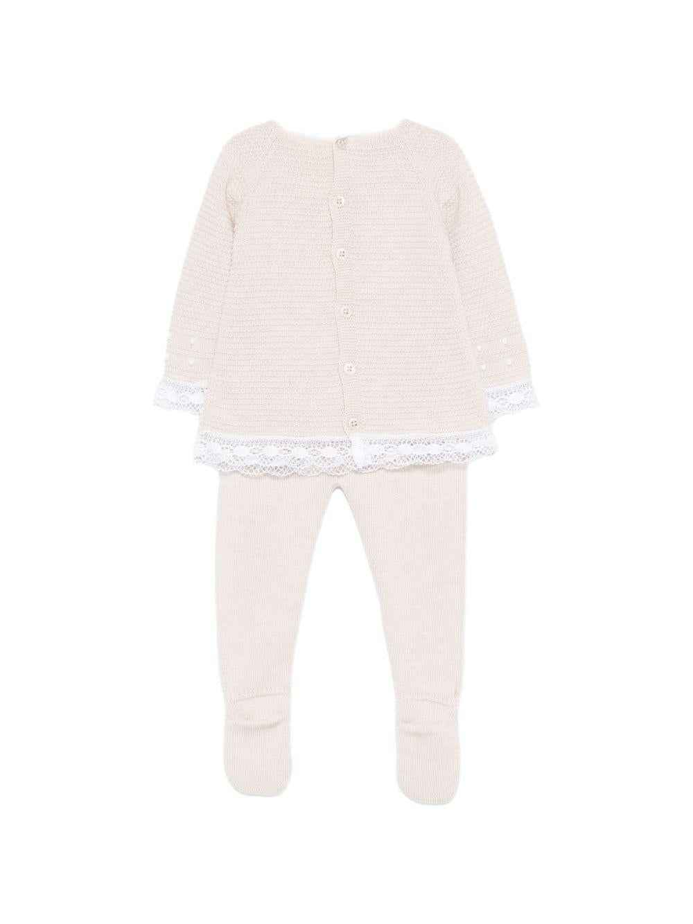 Set maglioncino e pantaloni per neonati Paz Rodriguez beige con dettagli a pois - Rubino Kids