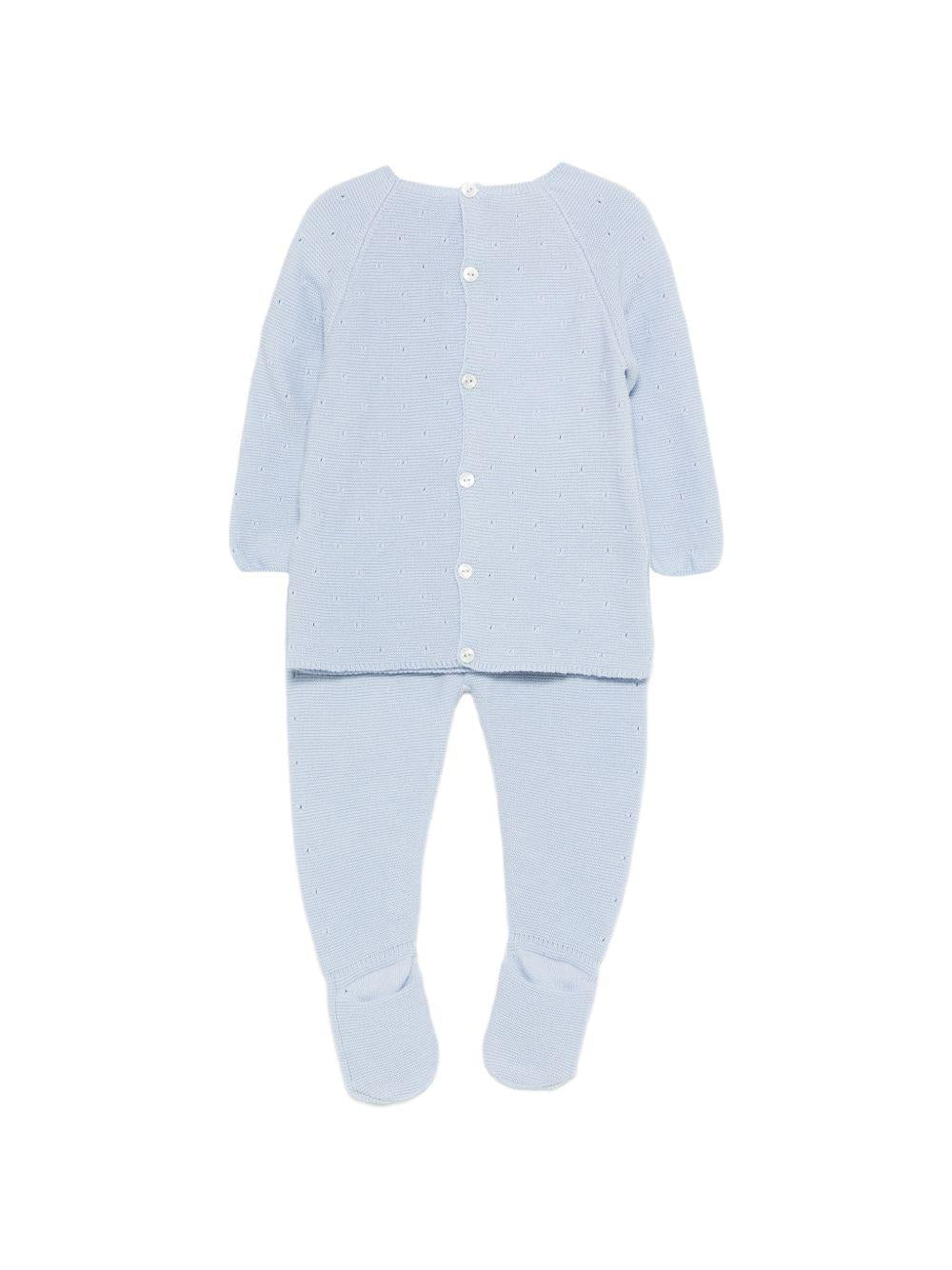 Set maglioncino e pantaloni per neonati Paz Rodriguez blu con lavorazione in pointelle - Rubino Kids