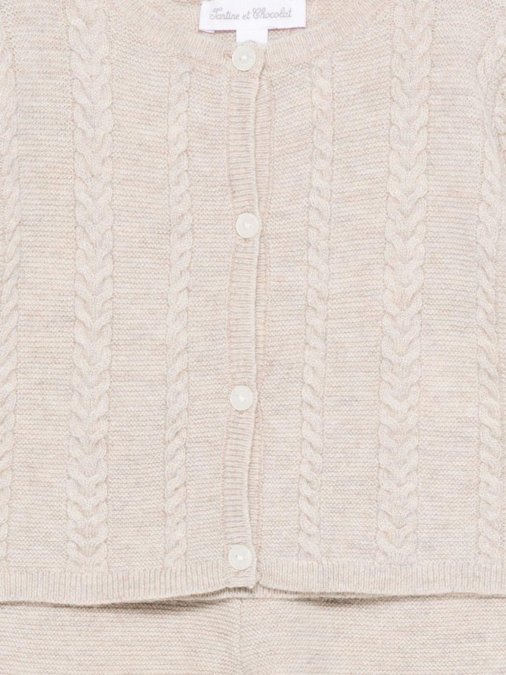 Set maglione e pantaloni per neonata Tartine Et Chocolat beige con orli a coste - Rubino Kids