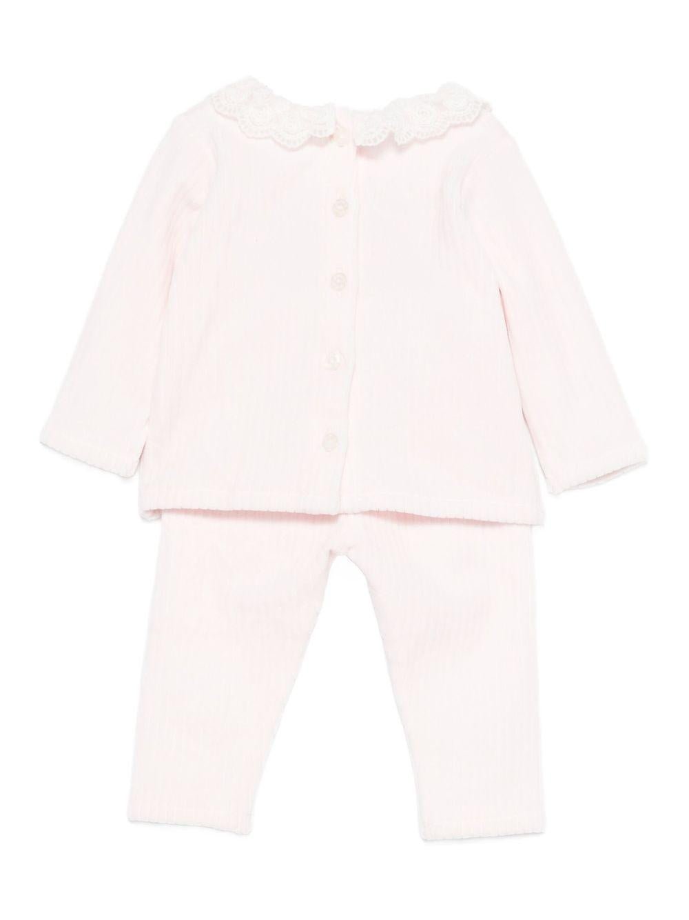 Set maglione e pantaloni per neonata Tartine Et Chocolat rosa con trama a coste - Rubino Kids