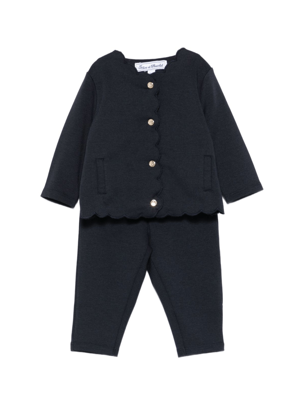 Set maglione e pantaloni per neonata Tartine Et Chocolate blu con bordi smerlati - Rubino Kids