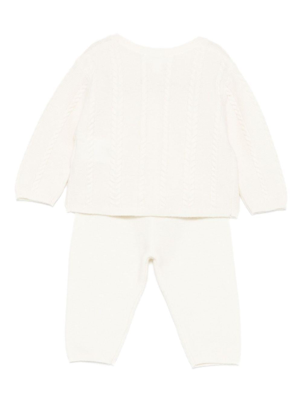Set maglione e pantaloni per neonatiTartine Et Chocolat bianco con rifiniture a coste - Rubino Kids