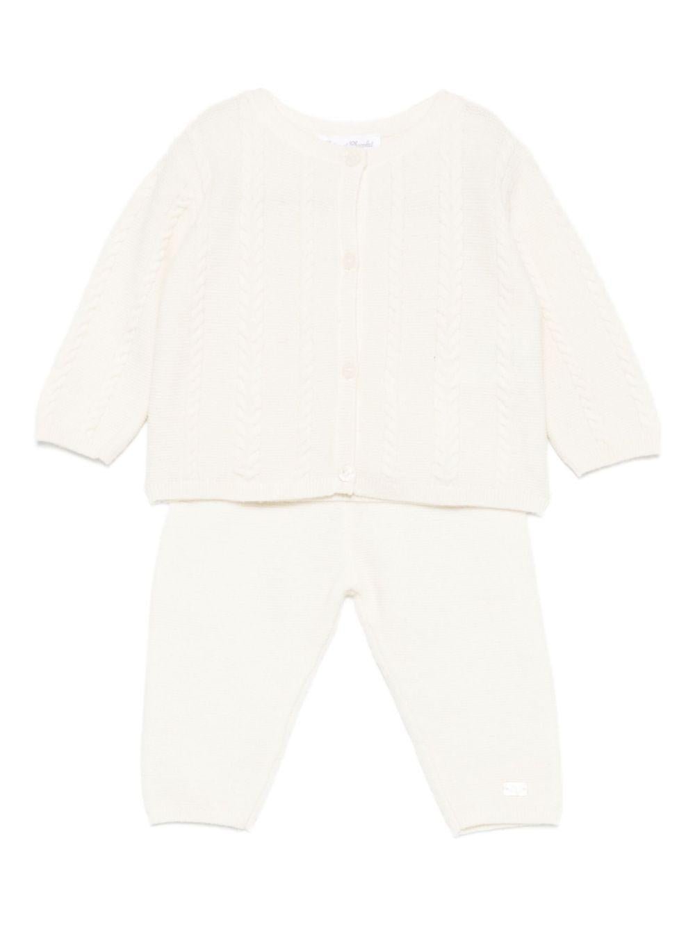 Set maglione e pantaloni per neonatiTartine Et Chocolat bianco con rifiniture a coste - Rubino Kids