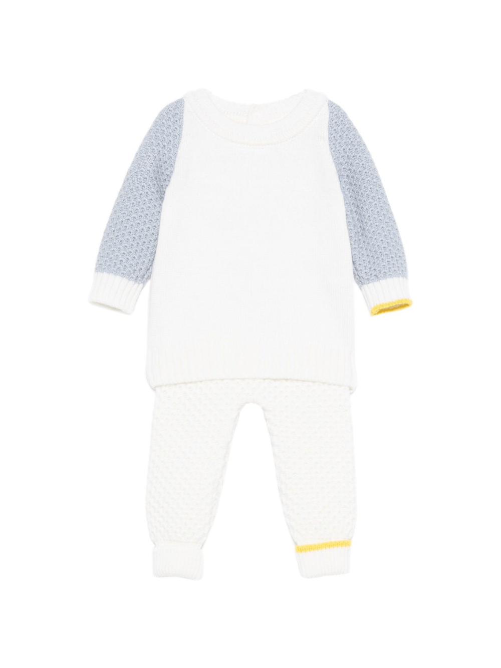Set maglione e pantaloni per neonato Gensami Kids bianco con inserti grigi - Rubino Kids