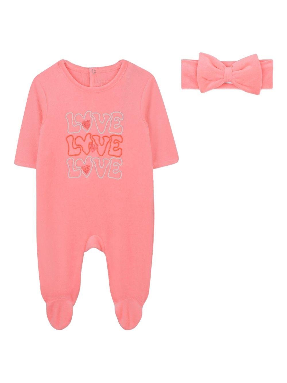 Set neonata Billieblush rosa con ricamo love - Rubino Kids
