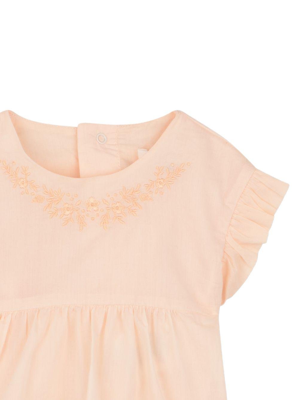 Set neonata Chloé Kids arancione pesca con ricamo e ruches - Rubino Kids