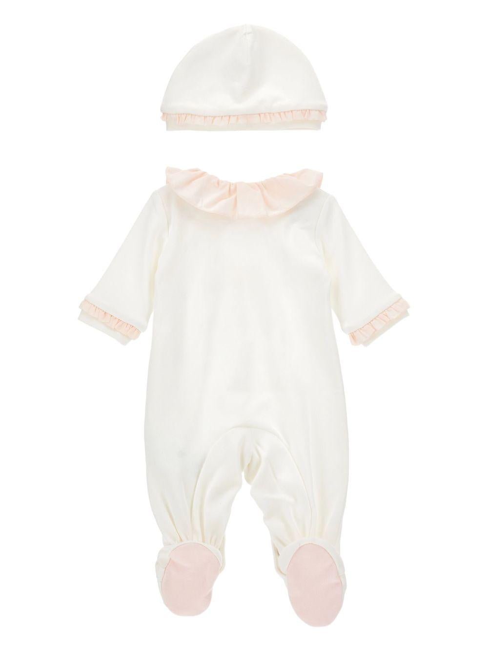 Set neonata Monnalisa bianco con stampa con fiocco - Rubino Kids