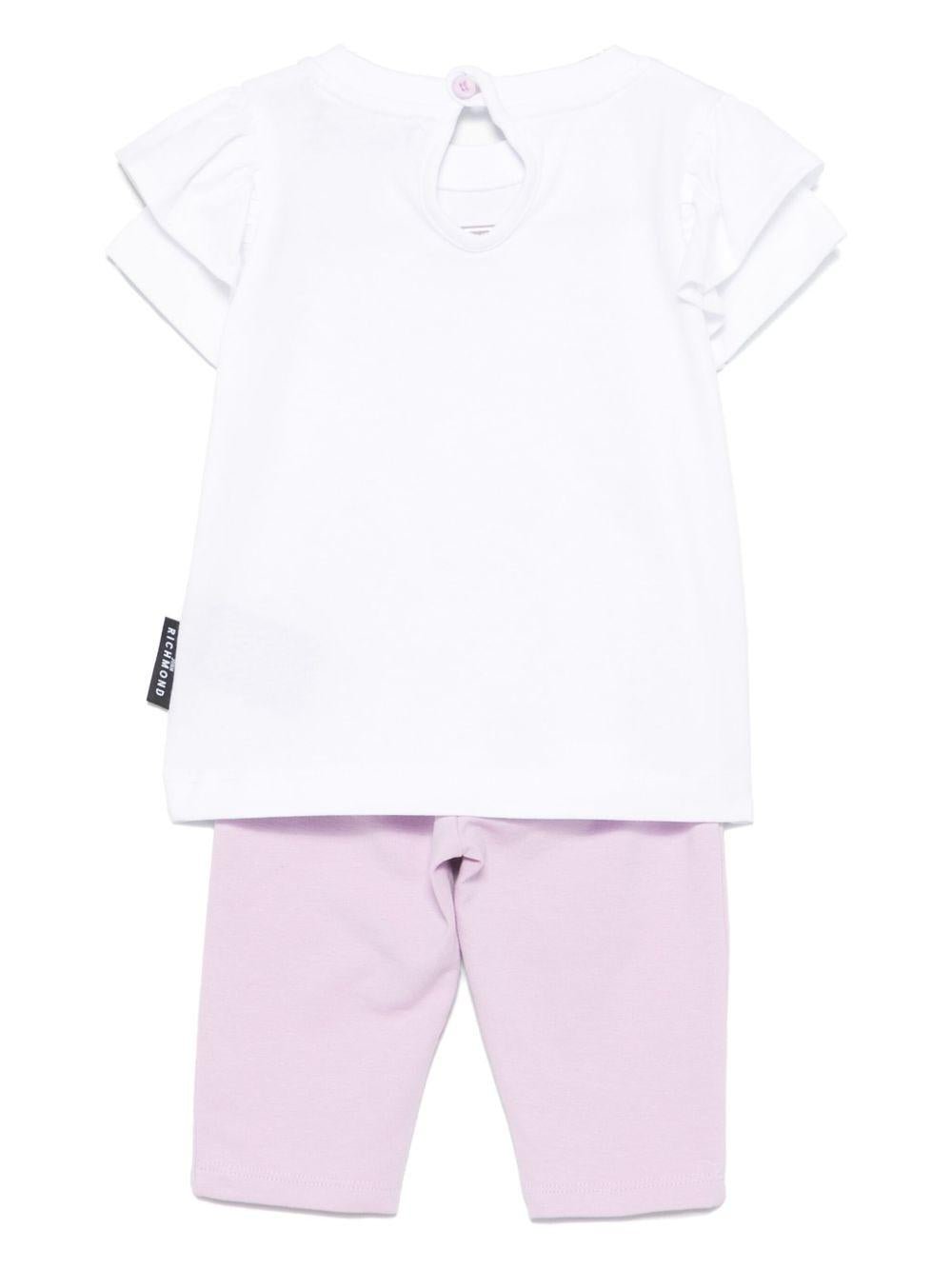 Set pantaloni con logo (2 pezzi) per neonata John Richmond Junior bianco - Rubino Kids