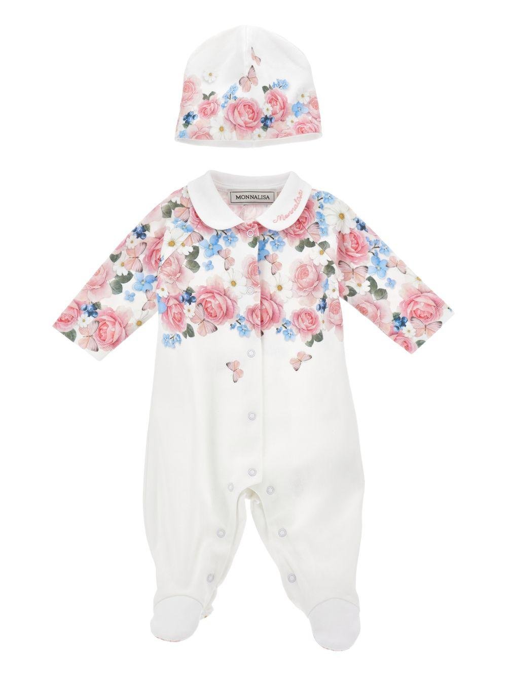 Set per neonata Monnalisa bianco con stampa a fiori - Rubino Kids
