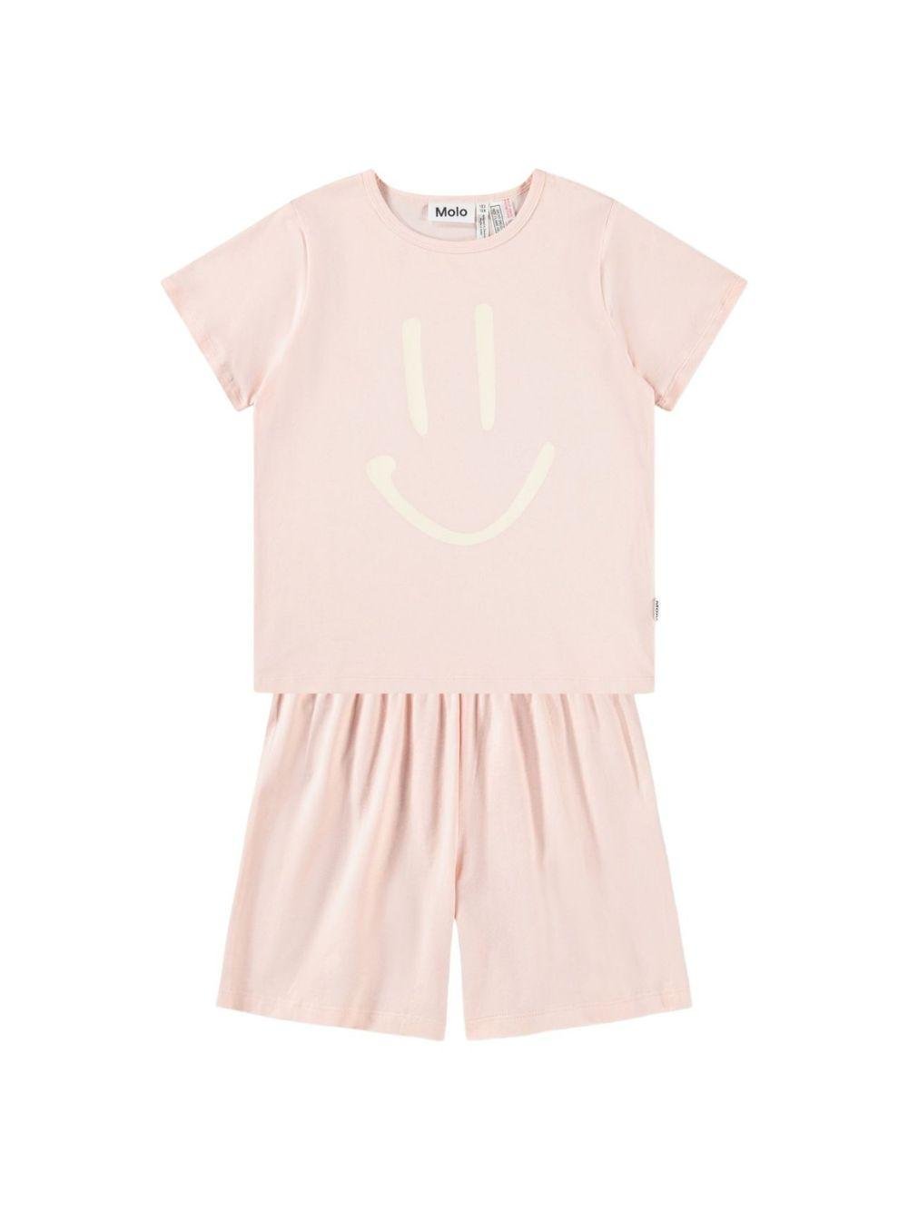 Set pigiama Luvis per bambina Molo rosa con stampa smile - Rubino Kids