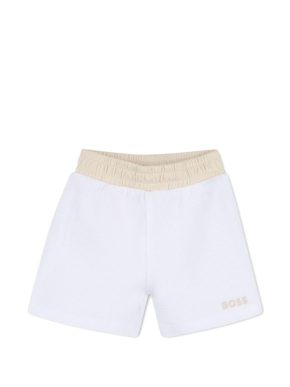 Set polo e shorts per neonato BOSS Kids bianco con logo - Rubino Kids