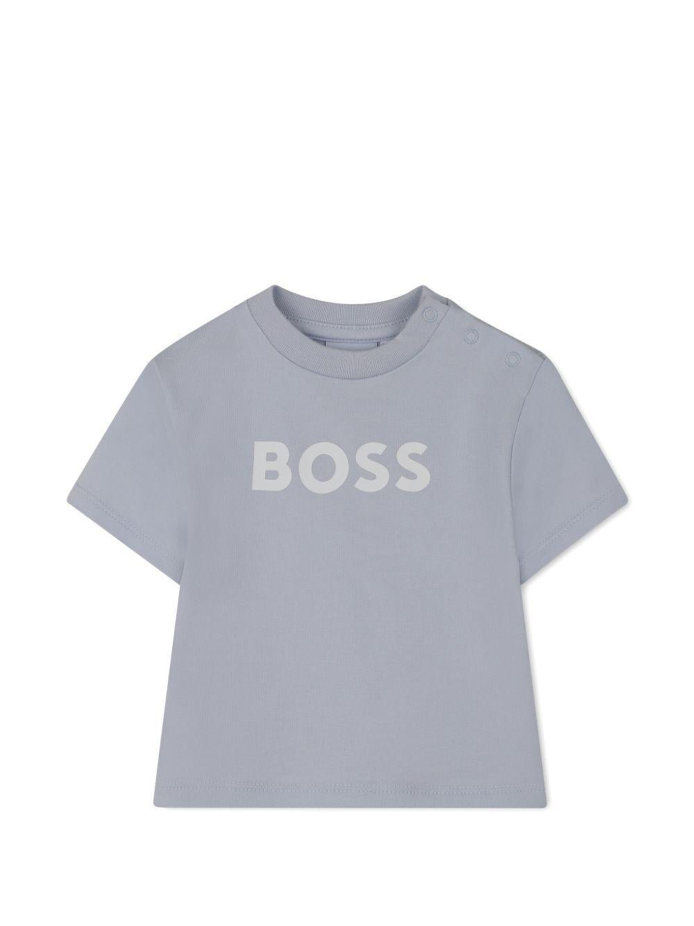 Set t-shirt con shorts per neonato Boss Kids azzurro con motivo a righe - Rubino Kids