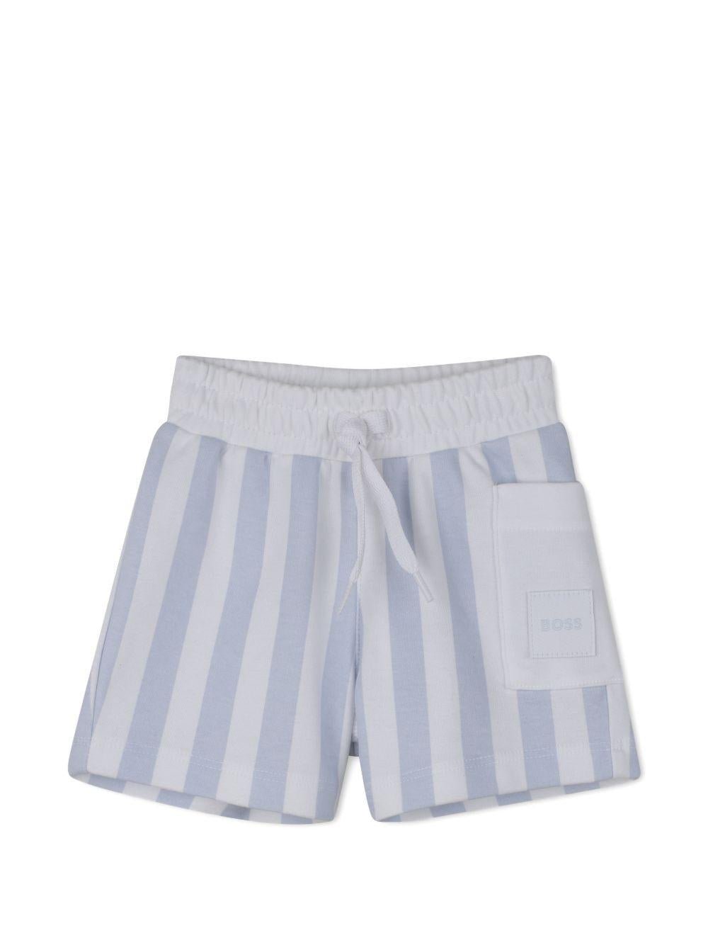 Set t-shirt con shorts per neonato Boss Kids azzurro con motivo a righe - Rubino Kids