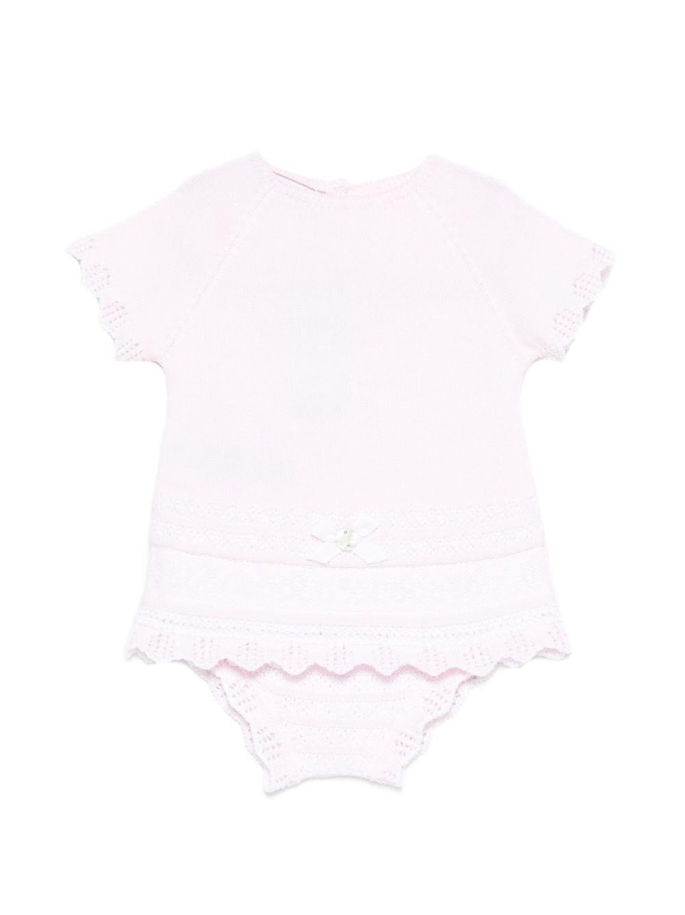 Set t-shirt e culotte per neonata Paz Rodriguez rosa con bordo a smerlo - Rubino Kids