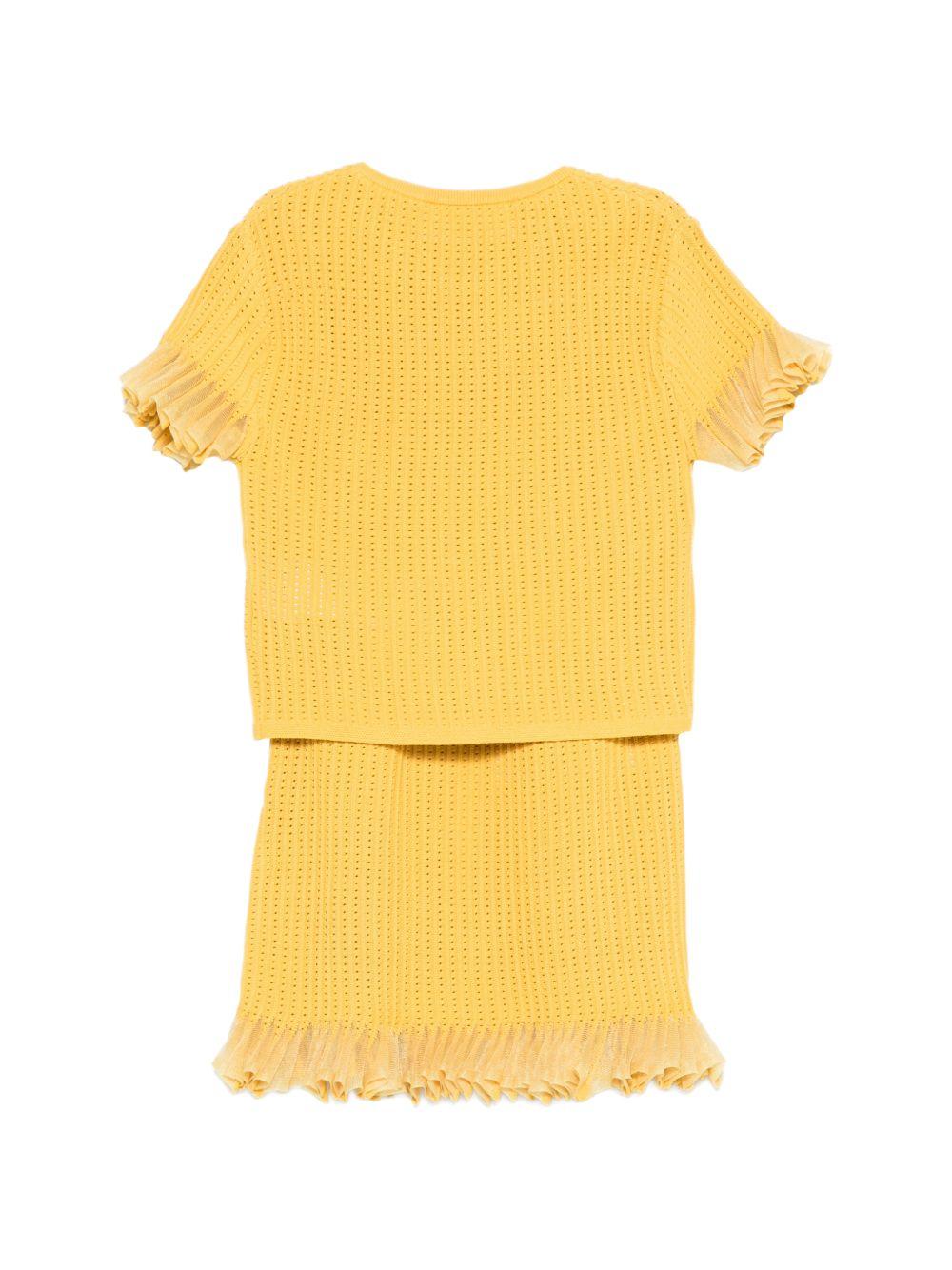Set t-shirt e gonna Elisabetta Franchi La Mia Bambina giallo con dettagli ruches - Rubino Kids