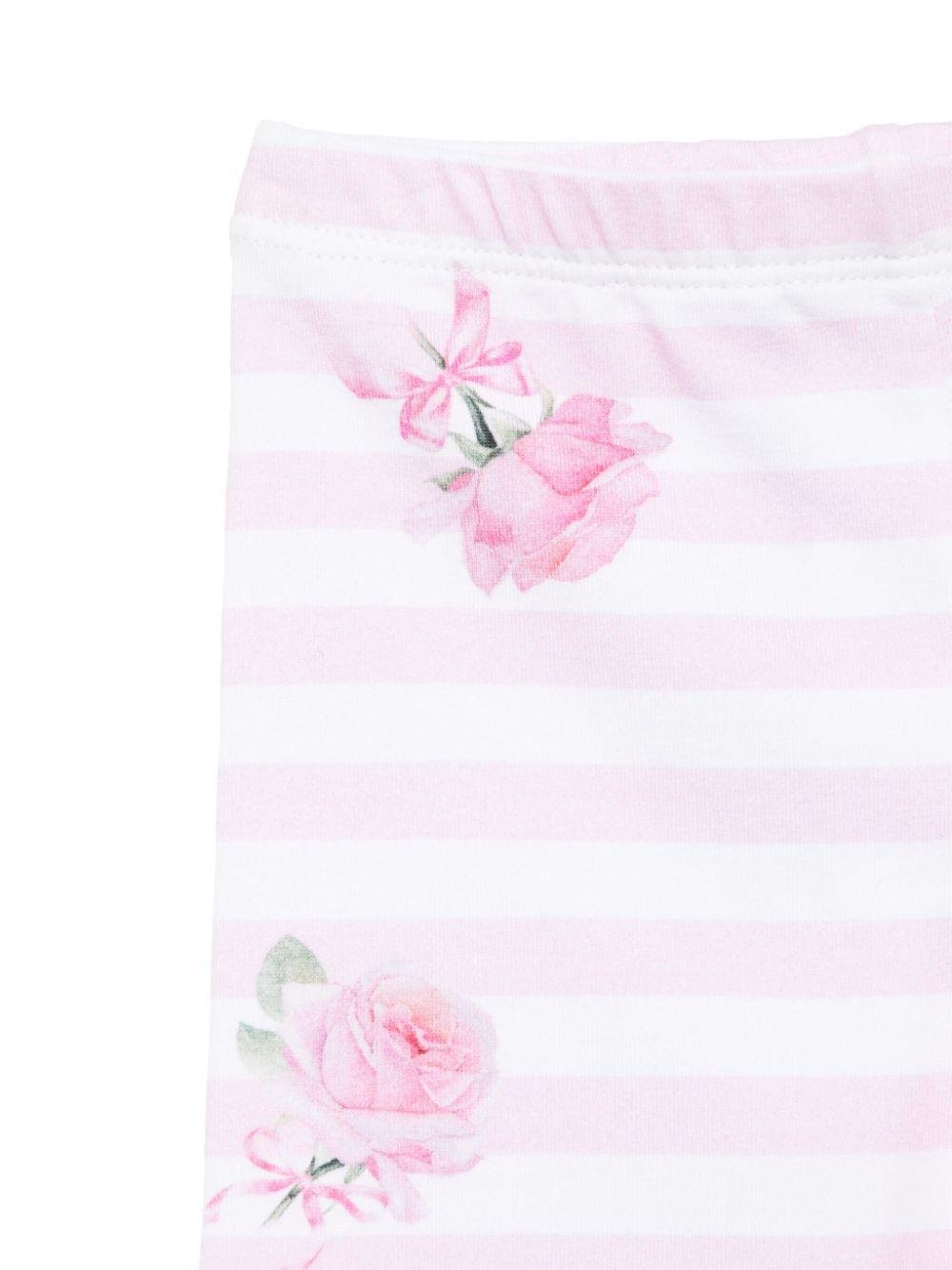 Set t-shirt e leggings per neonata Monnalisa bianco con stampa rosa - Rubino Kids