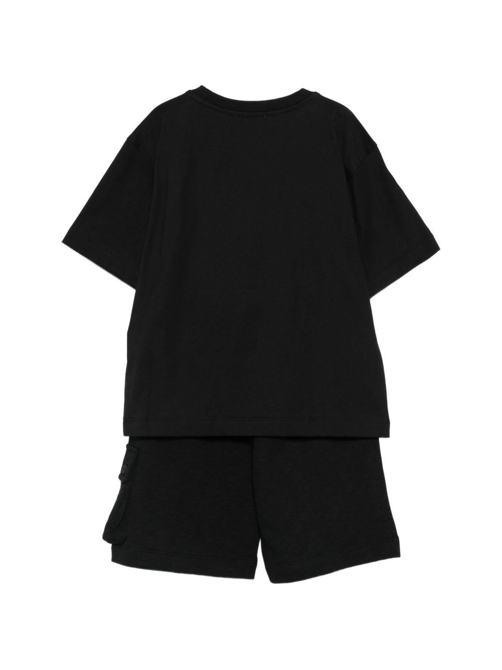 Set t-shirt e shorts per bambino Moschino Kids nero con tre Teddy Bear - Rubino Kids